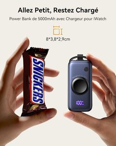 <span class=keywords><strong>INIU</strong></span> 5000mAh Mini chargeur Portable mince câble intégré QC3.0 type-c Compatible pour Apple Watch pour iPhone 16/15 LCD IWatch - Product Image 2