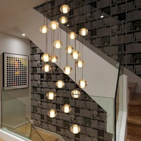 Lustre moderne en cristal de verre à bulles pour escalier, villa, salle à manger, salon, petit luminaire suspendu en cristal