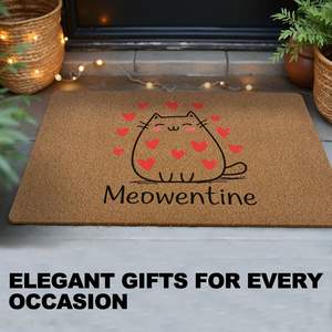 Valentines <b>Cat</b> <b>Door</b> <b>Mat</b> Square Handmade Luxury Eco-Friendly Non Slip Outdoor Welcome <b>Mat</b> Love Theme Meowentine Design - Product Image 6