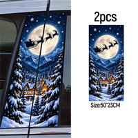 Autocollant de Noël pour montant B de voiture, motif traîneau du Père Noël et rennes, 2 pièces, décoration de colonne centrale de fenêtre de voiture pour les fêtes d'hiver, en PVC imperméable
