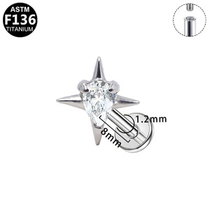 <b>Titanium</b> Heart Cat Purple Zirconia Ear <b>Studs</b> For Cartilage Piercing Jewelry Unisex Fashionable Simple Design - Product Image 3
