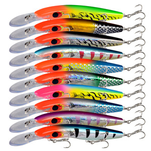 Plongée profonde vive 8M + Big Minnow Wobbler 10 leurres de pêche de couleur simulent la pêche à la traîne de flexion pour les poissons carnivores d'eau douce - Product Image 1