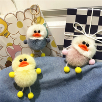 Porte-clés en peluche canard mignon en promotion, pendentif de sac d'école pour enfants, porte-clés animal de dessin animé 3D