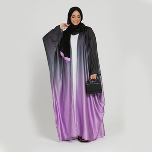 Großhandel Custom Dubai Abaya Kaftan Türkische Muslimische Frau Bescheidene Abaya Frauen Muslimisches Kleid Öffnen Bisht Kimono Tie Dye Ombre Abaya - Product Image 3