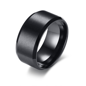Fashion Chunky Men <b>Blank</b> Band Men <b>Rings</b> Stainless Steel Black Plated Finger <b>Ring</b> - Product Image 1