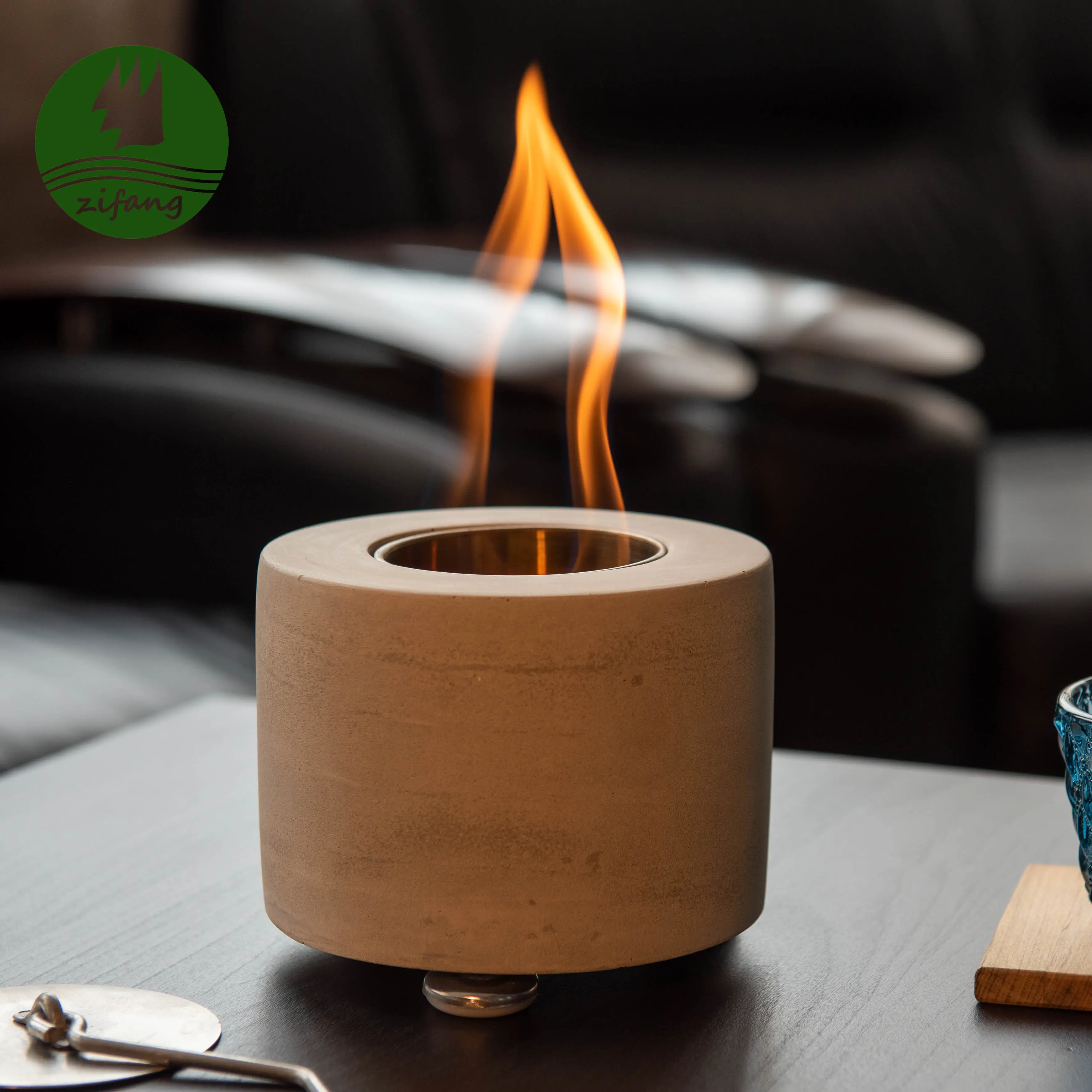 Wholesale Round Shape Cement Indoor Tabletop Fire Pit Bowls Ethanol Fireplace