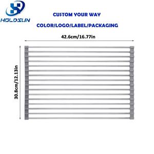 Escurridor de Platos Plegable Rectangular Resistente al Calor, Duradero, de Acero Inoxidable, Impermeable, para Colocar Sobre el Fregadero - Product Image 2