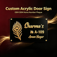 Superbe plaque de porte en acrylique noir à motif plume, panneaux nominatifs en acrylique pour entrée de maison, porte intérieure, bureau, installation facile