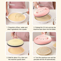 Crêpière et Machine à Pancakes Électrique Portable Domestique de 8 Pouces Avec Plaques, Fouet à Œufs et Spatule en Silicone