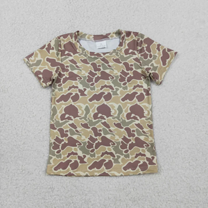 T-shirts d'été en gros pour enfants : Vêtements de boutique pour bébés et tout-petits garçons, hauts à manches courtes camouflage - Product Image 4