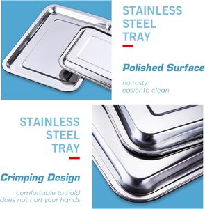 Food Grade 304 Stainless Steel Sheet <b>Pan</b> Multi Use Tray for Baking BBQ <b>Roasting</b> Food Serving Freezer Storage - Product Image 2