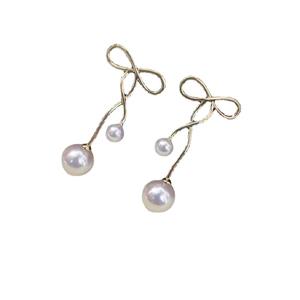 Accessoire en argent S925 pour la création de bijoux, perles rondes de 6 à 9 mm, 21580, double perle, boucle d'oreille vide, porte-clous d'oreille, boucles d'oreilles fines - Product Image 5