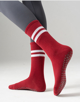 Chaussettes de sport antidérapantes et respirantes en coton pour la gym, le Pilates et le yoga, avec logo personnalisé sur le bord, colorées, pour femme, vente en gros