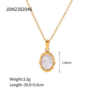 Collier de mode plaqué or avec pendentif coquillage ovale pour la Fête des Mères - Product Image 6