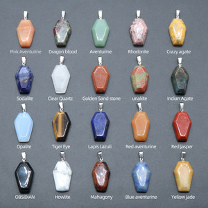 Bijoux d'halloween mignon Feng Shui, pierre de naissance en cristal naturel porte-bonheur, pendentif en forme de <span class=keywords><strong>cercueil</strong></span> pour la fabrication de colliers DIY - Product Image 3