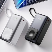 Batterie externe magnétique grande capacité avec double câble intégré, chargeur portable rapide, affichage numérique, sortie 22,5 W, compatible Smart