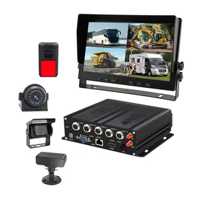 نظام كاميرات 4 قنوات 1080p خاص بالسيارة CCTV MDVR GPS 4G WIFI DVR AI DSM 10.1 بوصة مجموعة شاشة