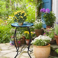 Supports ronds en verre pour plantes de balcon Tortue de mer Accent extérieur Patio Bistro Table basse d'appoint