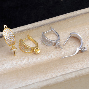 อุปกรณ์ทำต่างหูเงินแท้ S925 แฟชั่น ขนาด 8-11 มม. ตัวเรือนเปล่าสำหรับทำต่างหู ผลิตภัณฑ์กึ่งสำเร็จรูป บรรจุในถุง - Product Image 1