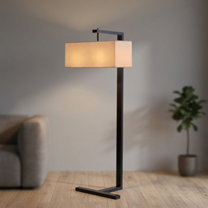 Lámpara de Pie LED Nórdica Moderna con Base de Metal, Pantalla Rectangular de Tela, Control de Interruptor para Sala de Estar u Hotel - Product Image 3