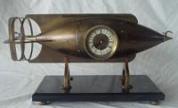 Horloge industrielle massive en laiton massif de style français, antique, à 8 jours d'autonomie, type sous-marin/torpedo/moteur à vapeur