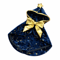 Cape de sorcier personnalisée pour Halloween en PET pour chiens et chats, bleue, en polyester, motif étoile, costume de cosplay pour fête, vêtements pour animaux de compagnie