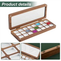 24 grilles plateau de mélange de couleurs en bois vide peinture aquarelle voyage palette aquarelle boîte à palette aquarelle plateau à palette en bois