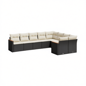 Conjunto de Sofá de Jardín de Ratán Negro, Muebles de Patio Grandes con Patas Ajustables, Asientos Exteriores Cómodos para 7 Personas - Product Image 1