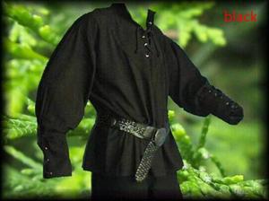 Disfraz de pirata medieval para <span class=keywords><strong>hombre</strong></span>, blusa de vendaje Vintage, camisa de puño ancho escocés mercenario, Top de manga larga - Product Image 4