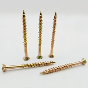 Vis à bois en acier au carbone M3 M6 Type 17 Pointe de coupe Tête fraisée Finition plaquée or zinc DIN7505 Système de mesure métrique - Product Image 2