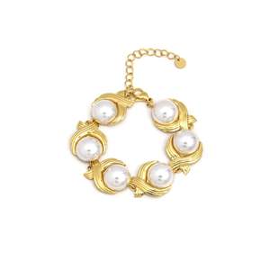 Bracelet en perles en acier inoxydable 316L plaqué or PVD, bijoux durables et résistants, accessoire de mode pour femmes - Product Image 1