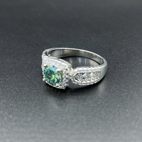 Bague de fiançailles et de mariage en argent sterling S925 avec moissanite rose de 1 carat, sertie de dentelle de luxe, style princesse carrée