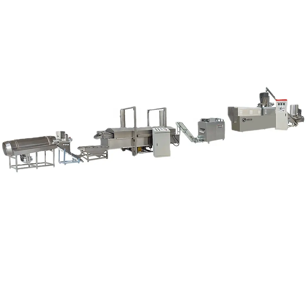 Twin Screw Extruder For Frying Corn Snacks Production Corn Fried Snacks Bugles Dough Fried Twist Processing Line
