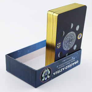 Cartes à jouer de tarot <span class=keywords><strong>oracle</strong></span> personnalisées en or et en feuille noire avec impression deux jeux de cartes de tarot en papier fermé magnétique - Product Image 1