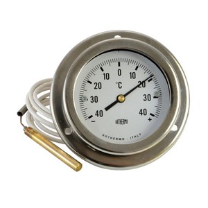<b>Thermometer</b> F84 FPO 100 mm for surface application,body and frame in stainless steel,IP55, capillary mm.1500 3,5 mm PVC - Product Image 1