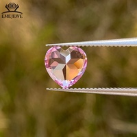 EMEJEWE Valentijnscadeau Lab-gekweekte hartvormige roze saffier losse steen met kleurspel voor het maken van op maat gemaakte kettingen, armbanden en bedels