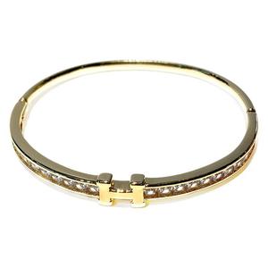 H Luxury Fashion Minimalist Square Diamond Letter 18K Gold Bangle Colorfast <b>Copper</b> With Zircon Inlay Women's Jewelry - Product Image 5
