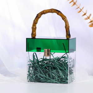 Colorful acrylic bamboo knot portable transparent wedding gift box, high-end event gift box