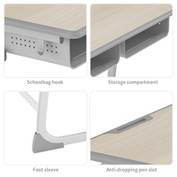 Muebles Escolares al por Mayor, Escritorio Doble Ajustable y Conjunto de Silla Ergonómica para Estudiantes, Certificado ISO, OEM, ODM