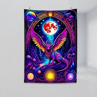 Tapisserie murale animale néon réactive aux UV, aux couleurs vives, pour fêtes rave, boîtes de nuit et décoration de salle de DJ
