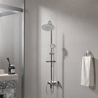 Ensemble de robinet de douche de salle de bain à 1 poignée au design moderne chromé avec pommeau de douche à barre coulissante avec jet de massage