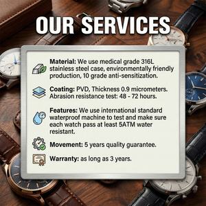 Fabricantes de Relojes Personalizados, Reloj de Cuarzo de Acero Inoxidable 316L con Esfera Esqueletizada, Logotipo Personalizado, para Hombre - Product Image 4