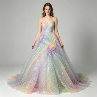 Ruban en organza à sequins holographiques brillants en gros, ruban en maille dégradé fantaisie pour la décoration de vêtements