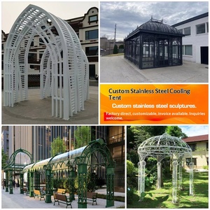 Arche de Cérémonie en Fer Forgé et Acier Inoxydable Style Européen pour Mariage, Décoration de Jardin Extérieur Culturelle - Product Image 4