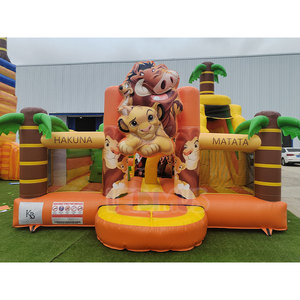 Château gonflable combiné sur le thème du Roi Lion, château gonflable pour enfants, château gonflable avec toboggan pour fête - Product Image 1