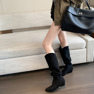 Botas de invierno para mujer, botas largas de cuero original, botas casuales para dama, botas planas para mujer - Product Image 2