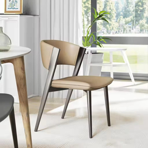 Silla de Comedor de Cuero Impermeable con Patas de Metal, Respaldo Duradero, Muebles para el Hogar, Estilo Moderno para Restaurantes - Product Image 4