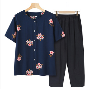 Cárdigan <span class=keywords><strong>de</strong></span> <span class=keywords><strong>verano</strong></span> <span class=keywords><strong>de</strong></span> manga corta para mamá, tops para mujer, traje suelto <span class=keywords><strong>de</strong></span> mediana edad y ancianos, camisa, ropa suave para <span class=keywords><strong>abuela</strong></span>, conjunto <span class=keywords><strong>de</strong></span> dos piezas - Product Image 1