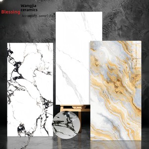 Esmalte dorado Color cálido 600X1200 Azulejos de mármol Diseño moderno para pared interior Baño Pared Sala de estar Piso Brillante para casa - Product Image 6