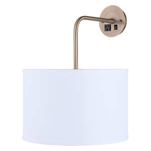 Applique murale décorative ronde en fer UL CUL homologuée Hilton Garden Inn avec abat-jour blanc pour chambre à coucher et usage domestique - Product Image 2